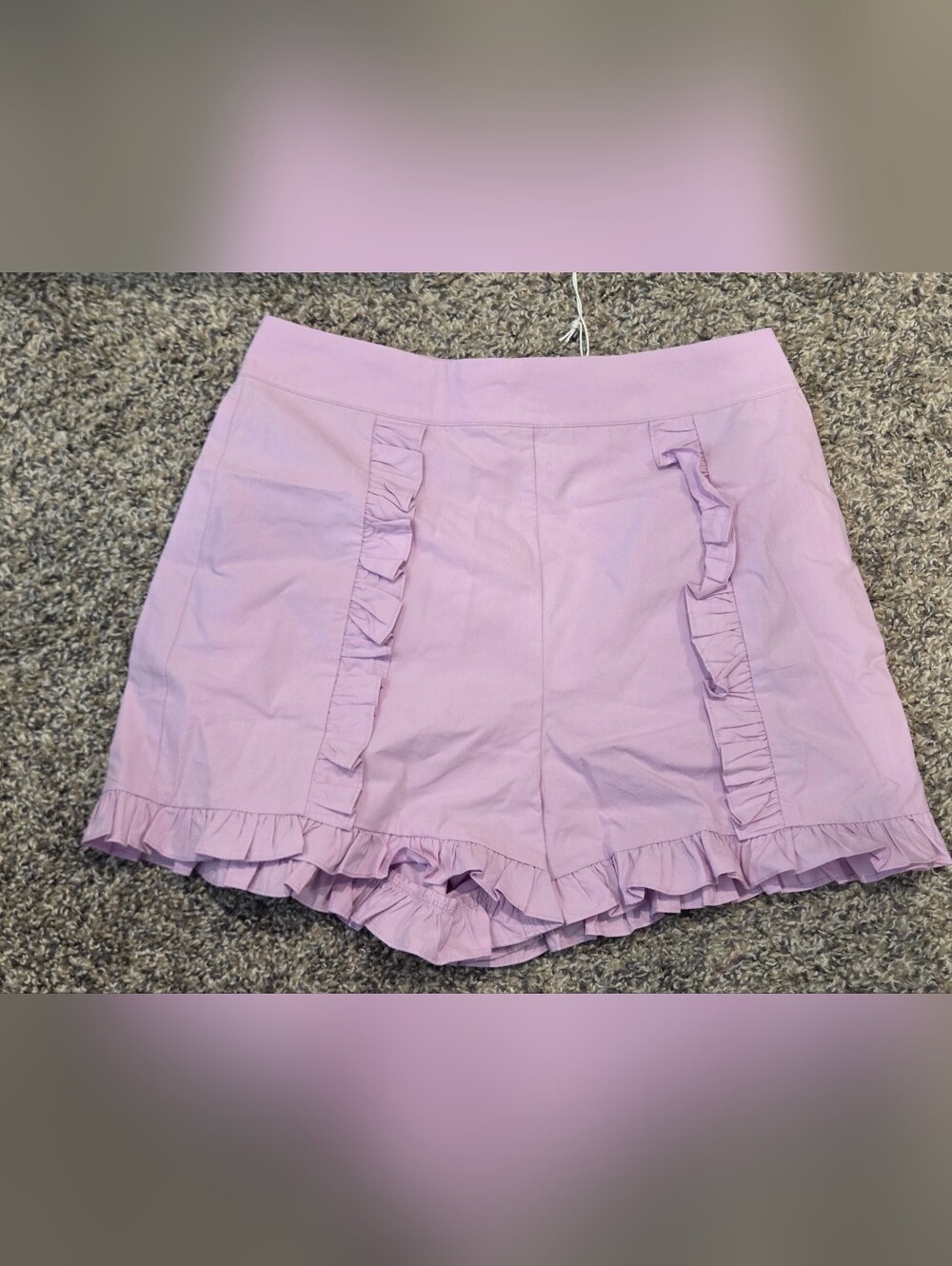 Ruffled Lilac Cotton Blend Shorts